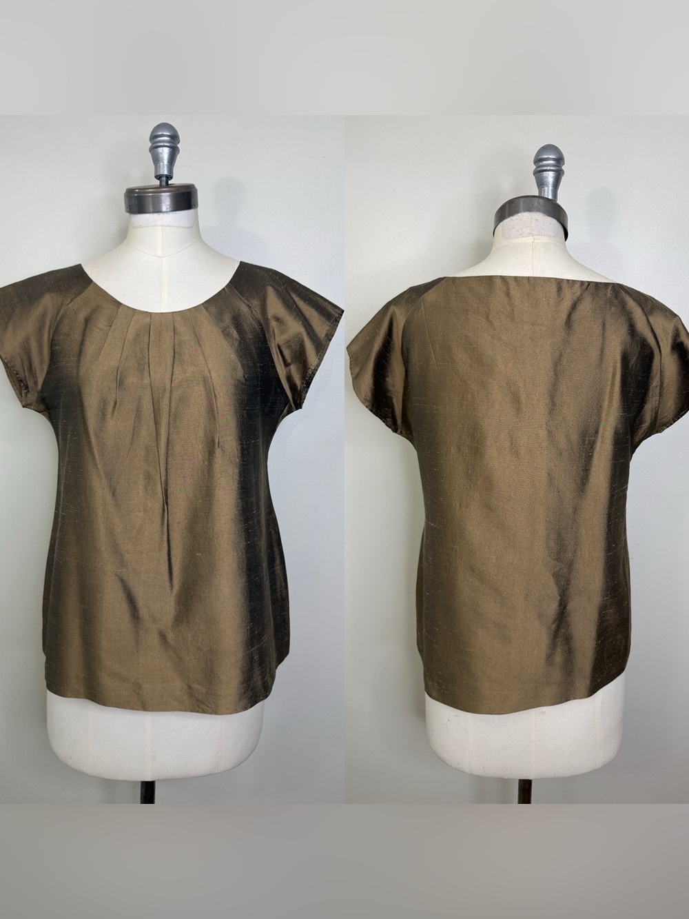 100% SILK BALA PLEATED TOP IN BROWN SIZE 8